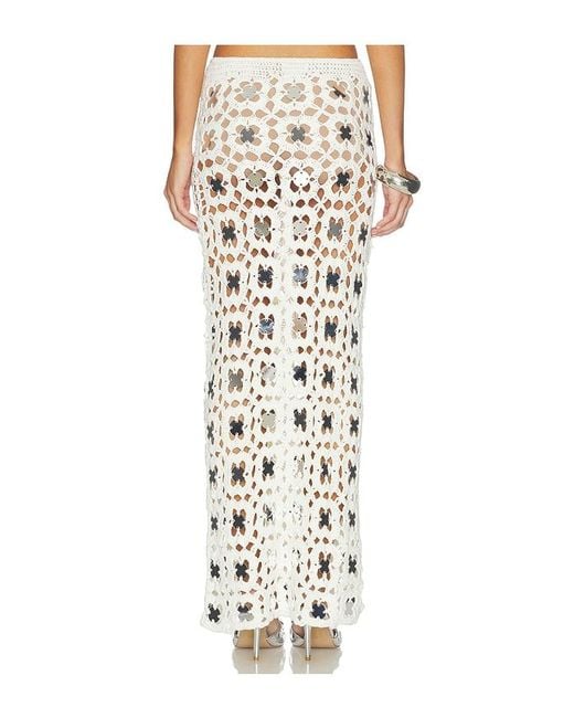 superdown White Kilah Crochet Maxi Skirt