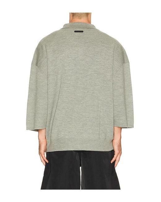 Fear Of God Gray Signature 3/4 Sleeve 90's Knit Polo for men