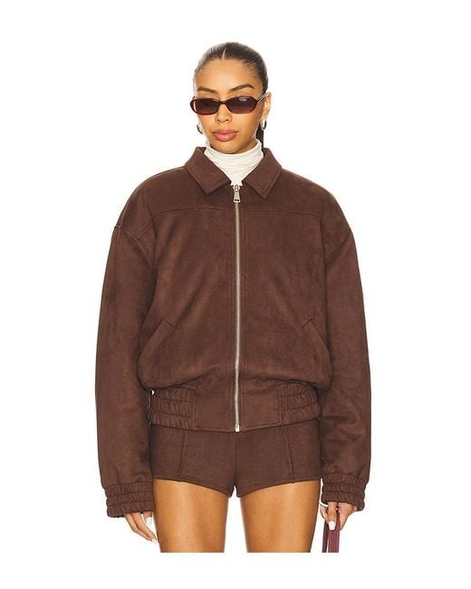 superdown Brown Jessica Faux Suede Bomber