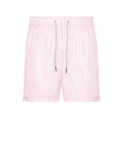 Vintage Summer Pink Mens Swim Short W/ Stripe for men