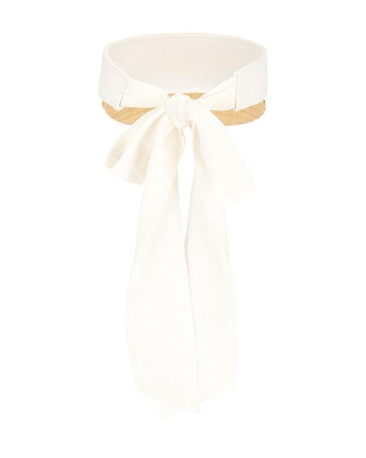 Ruslan Baginskiy White Straw Braid & Linen Visor