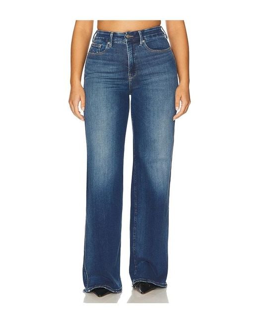 GOOD AMERICAN Blue Soft Tech Good Skate Wide Leg Jeans