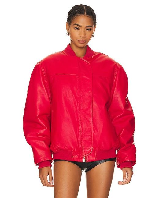 Remain Red Leather Bomber Jacket