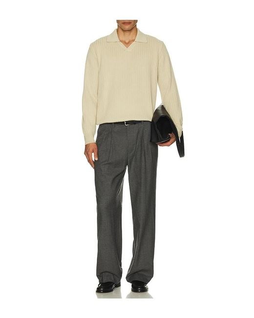 Far Afield Natural Clifford Knitted Ribbed Polo for men