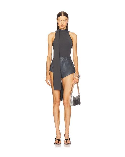 Stretch Faux Leather Mini Short en Grey LAPOINTE en coloris Blue