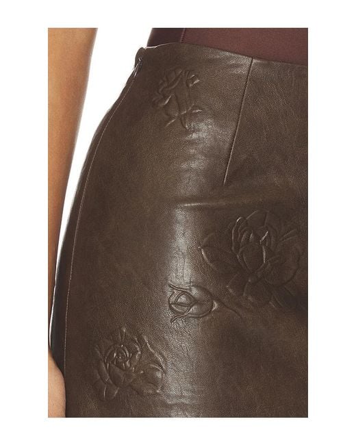 Markgong Gray Faux Leather Floral Imprinted Mini Skirt