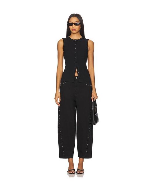 Never Fully Dressed Black Studded Button Tank