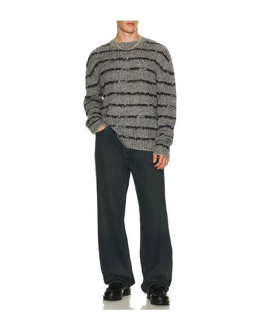 AllSaints Gray Dissolved Crew Neck Sweater for men