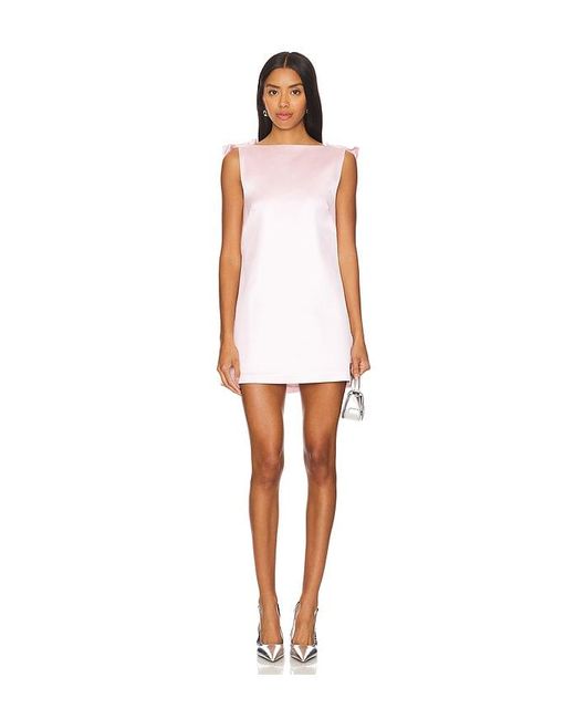 MAJORELLE Bow-Shoulder Charmeuse Mini Dress in White | Lyst