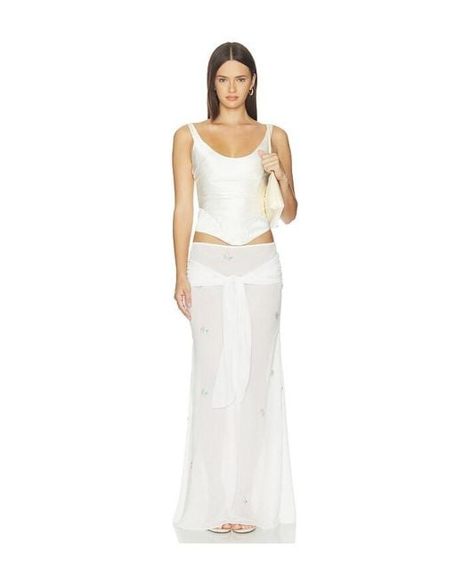 Anna October White Oriana Maxi Skirt With Embroidery