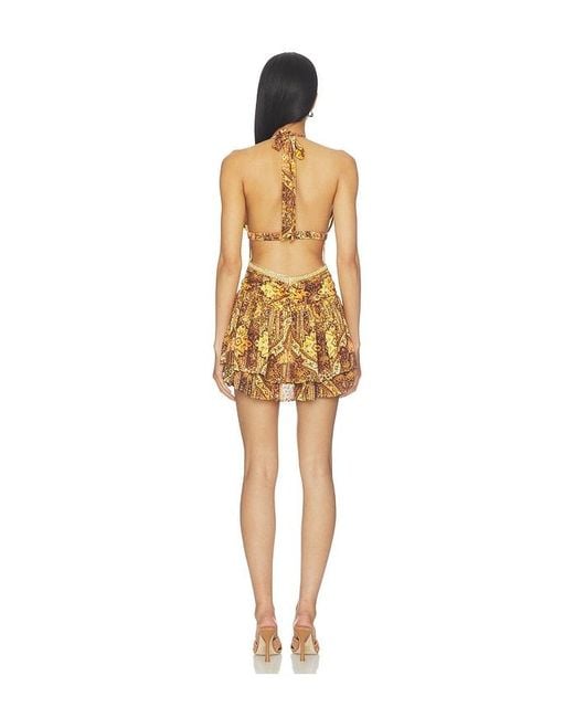 Runaway the Label Natural Xylia Halter Low Plunge Mini Dress