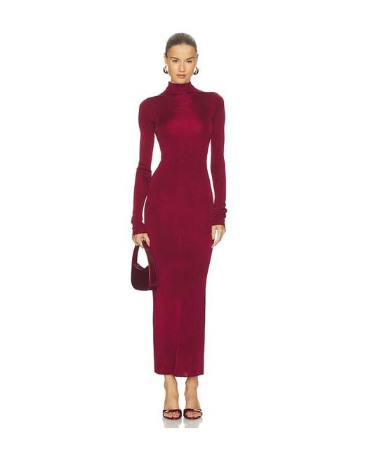 L'academie Red Syndi Maxi Knit Dress