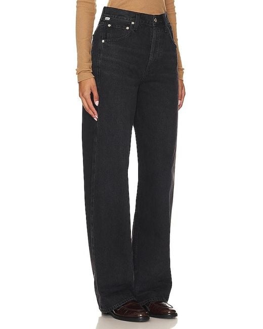 Citizens of Humanity Black Ayla Baggy Cuffed Crop Jeans