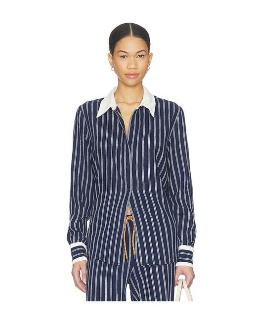 The Upside Blue Belize Bobbi Collared Top