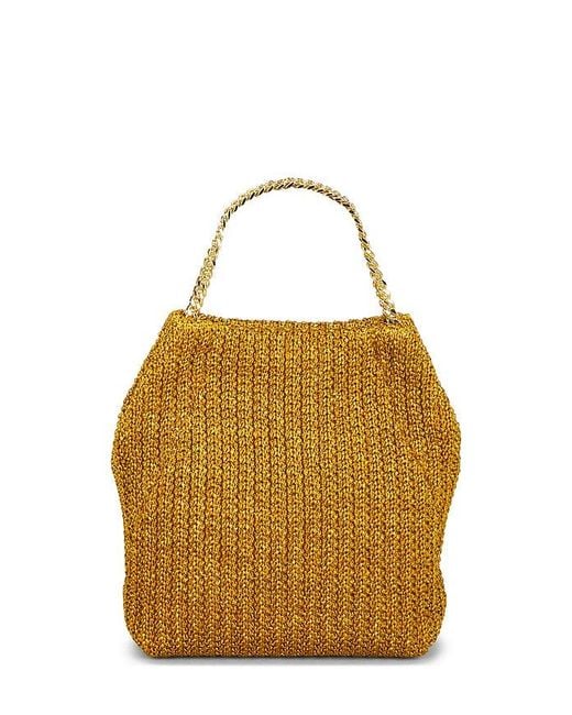 Veronica Beard Metallic Small Raffia Slouch Bag
