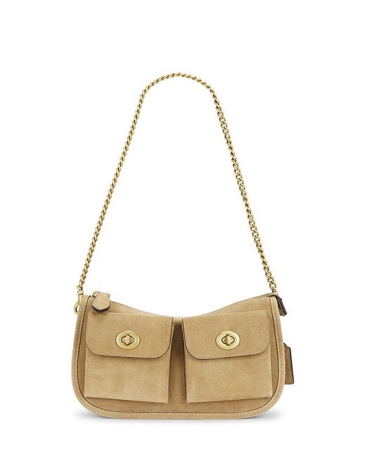 SAC PORTÉ ÉPAULE ORIGINALS SUEDE TWIN TURNLOCK WAVERLY en Beige. COACH en coloris Natural