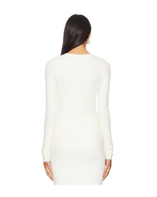 ÉTERNE White Long Sleeve Fitted Top