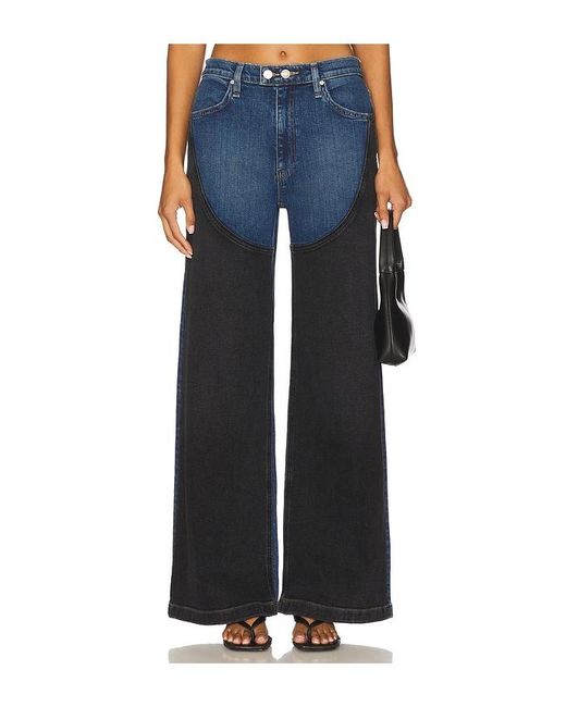 Hudson Jeans Women's Blue Jodie High Rise Contrast Panel Wide