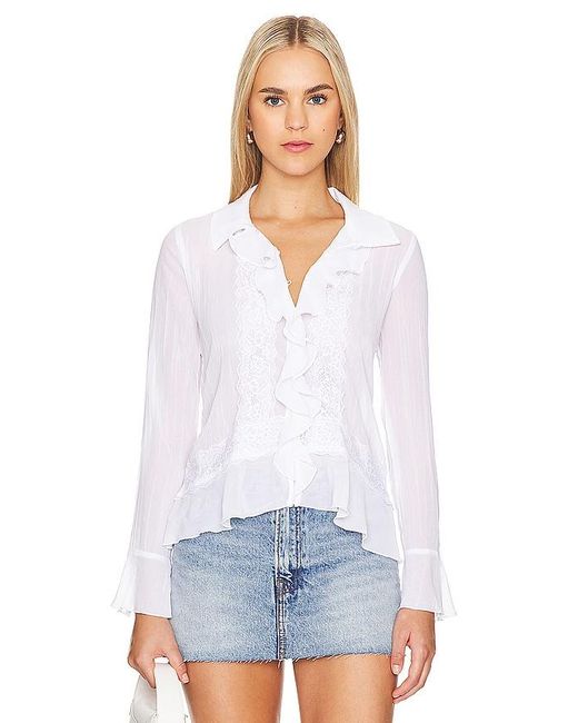 Free People White Bad At Love Solid Blouse