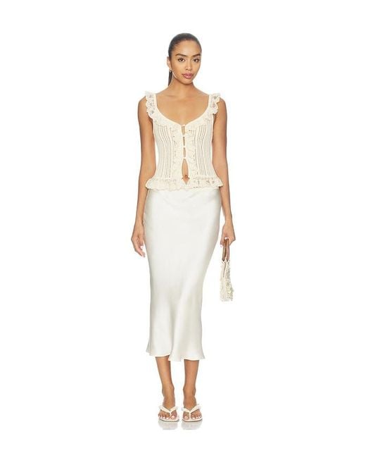Tularosa White Leyla Pointelle Ruffle Top
