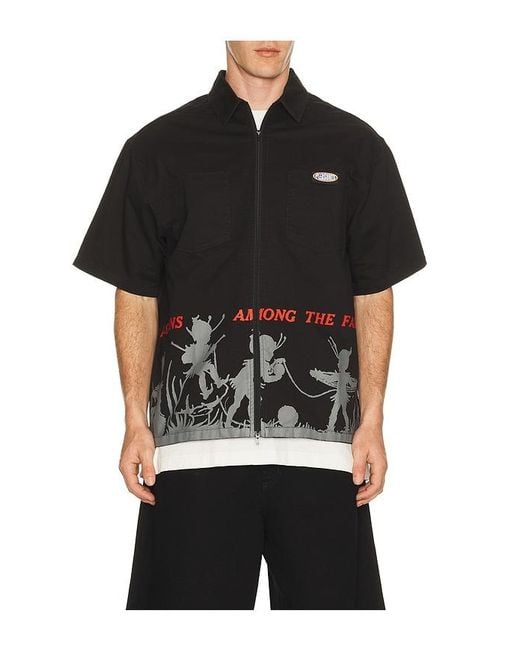 Pleasures Black Fairies Zip Shirt for men