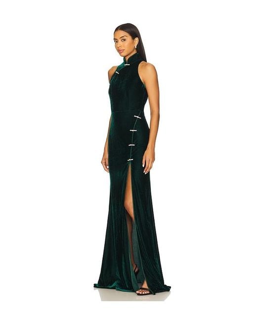 SAU LEE Black Ariana Velvet Gown