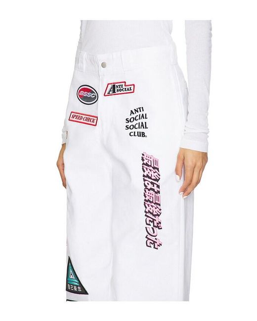 ANTI SOCIAL SOCIAL CLUB White Patched Up Racing Pants for men