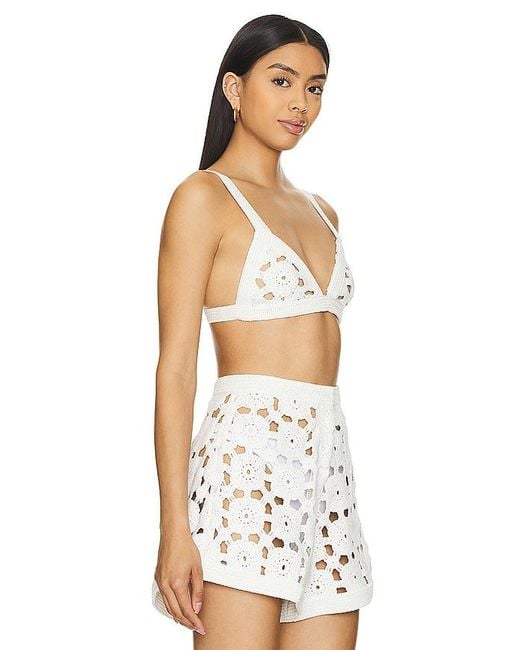 SAU LEE White Myko Crochet Bralette