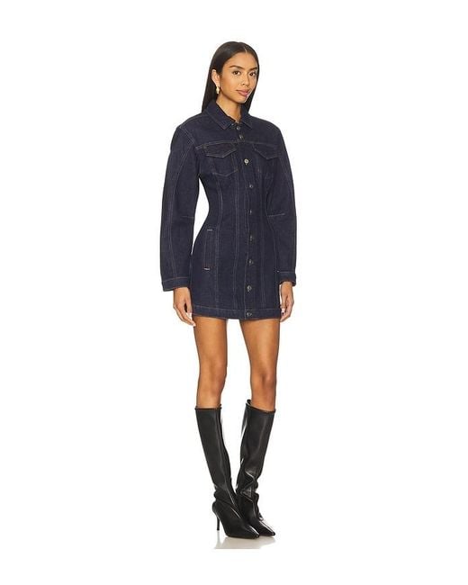 GOOD AMERICAN Blue Barrel Long Sleeve Mini Dress