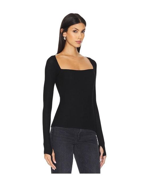 Michael Lauren Black Kaleb Long Sleeve W/ Square Neckline Double Layered Top