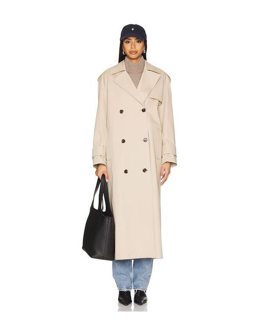 Theory White Zweireihiger Oversize-Trenchcoat