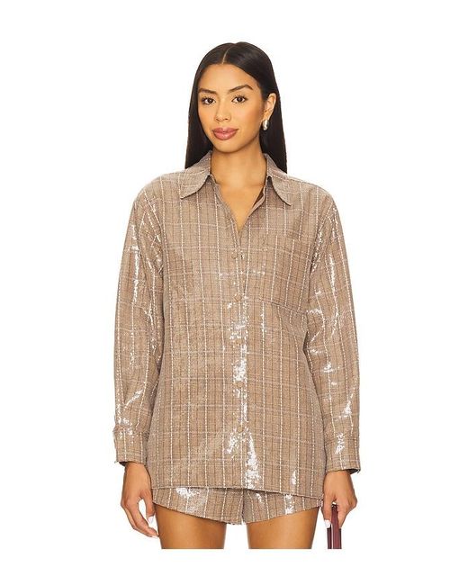 Line & Dot Natural Checkmate Oversized Shacket
