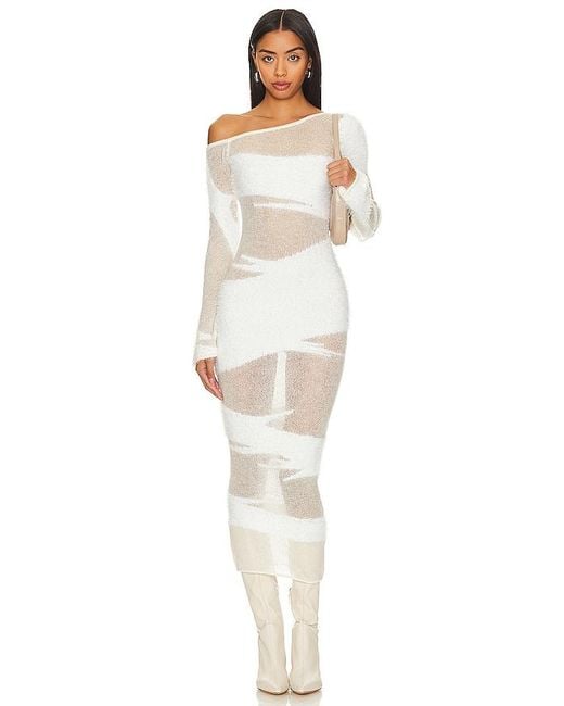 Nbd White Conga Mixed Yarn Midi Dress