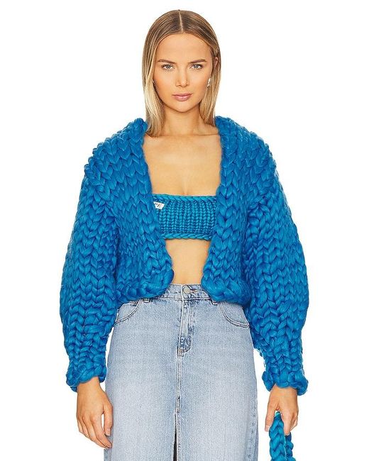 Hope Macaulay Blue Block Colossal Knit Jacket