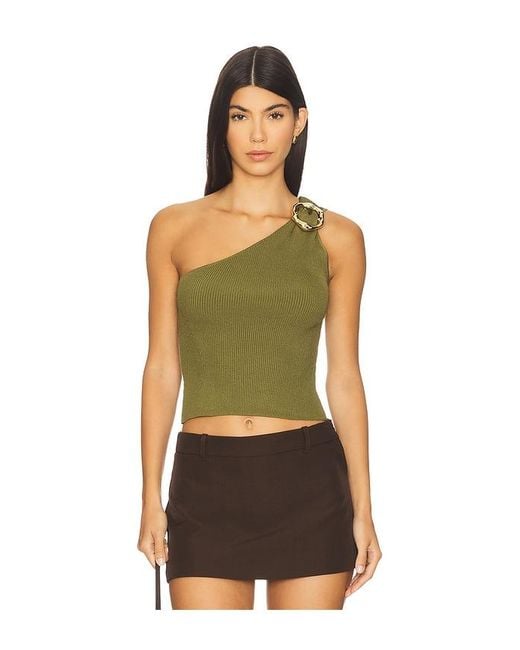 Jonathan Simkhai Green Fenix One Shoulder Top