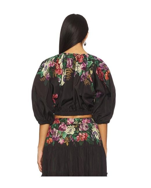 Sea Black Viktoria Print Bubble Cropped Top