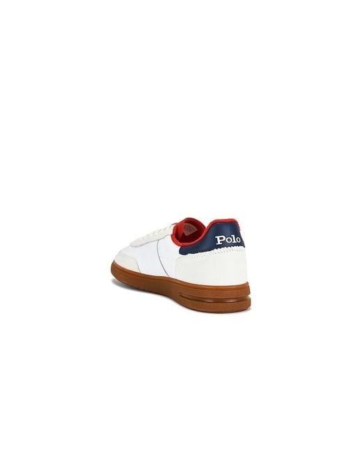 Polo Ralph Lauren White Bedford Leather & Suede Low Top Sneaker for men