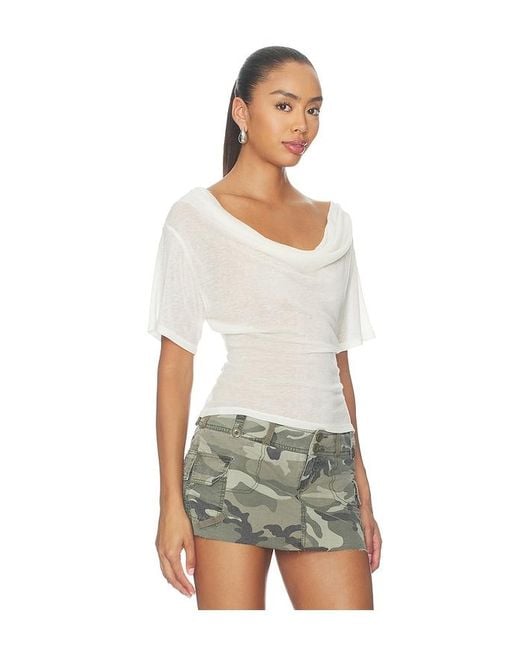 EB DENIM White Madeo Cowl Neck Tee