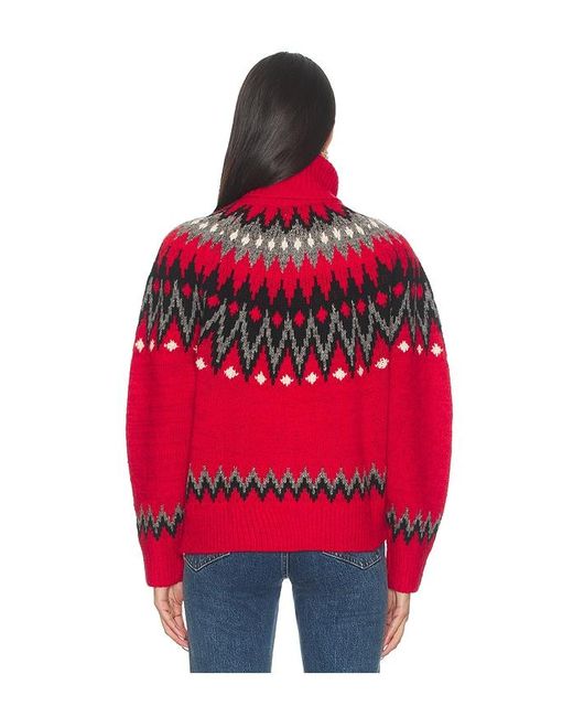 Polo Ralph Lauren Red Fair Isle Wool Blend Turtleneck Sweater