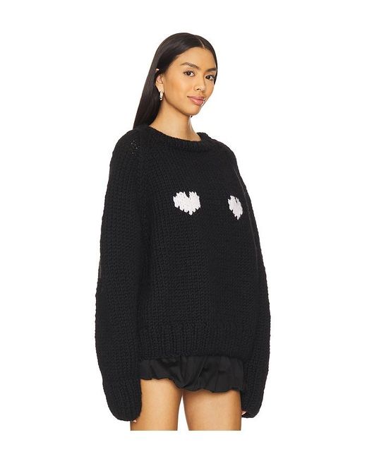 GOGO Sweaters Black Two Hearts Slouchy Pullover