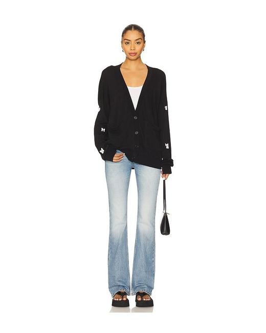 Lauren Moshi Black Puff Bow Cardigan