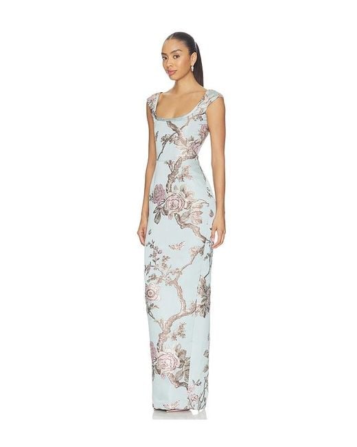 SAU LEE White Brooke Brocade Gown