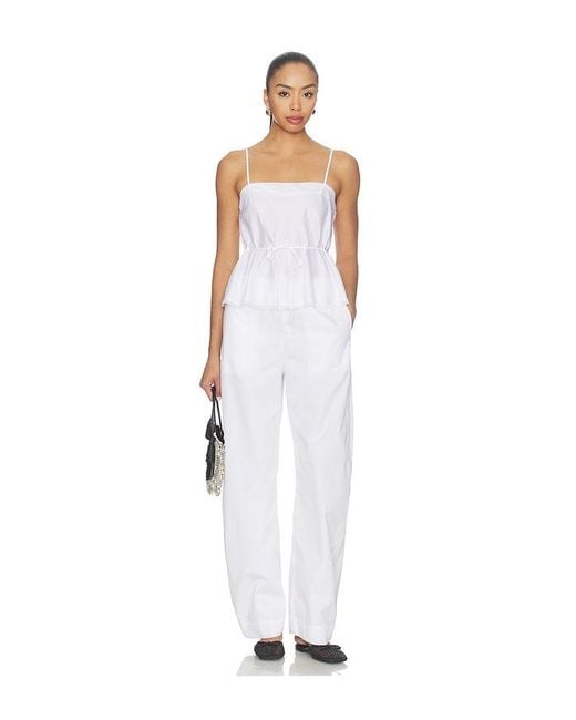 Leset White Yoko Lace Tank Top
