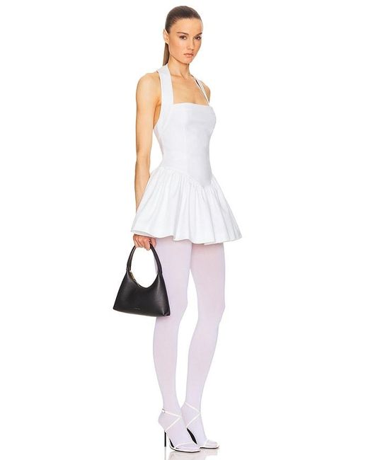 Helsa White Faille Halter Mini Dress