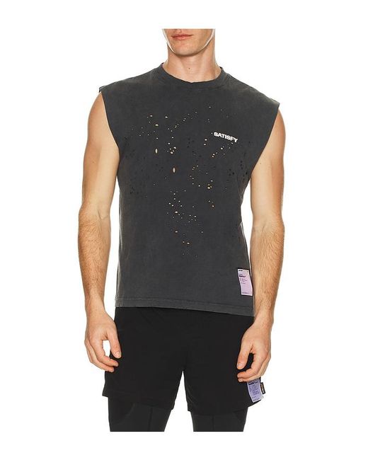 Satisfy Black Mothtech Muscle Tee for men