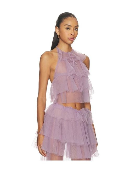 AKNVAS Purple Bodil Tulle Ruffle Top