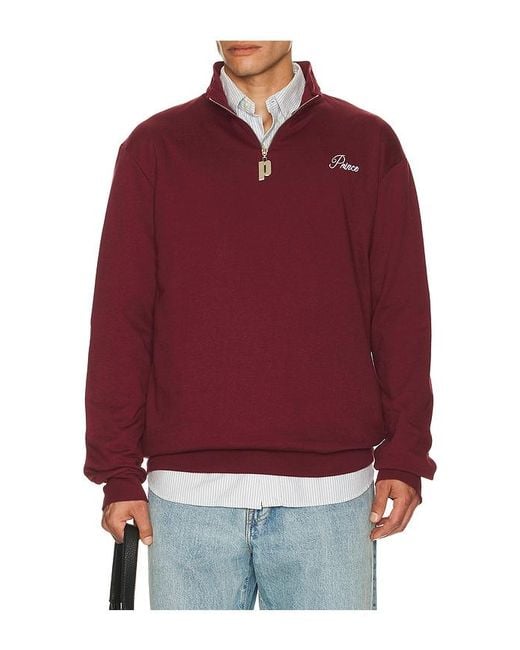 Prince Tennis Red Fleece Quarter Zip Pullover for men