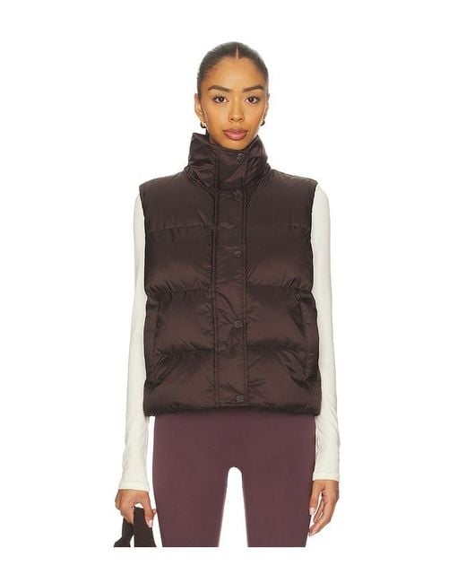 Beyond Yoga Brown Big Cozy Puffer Vest