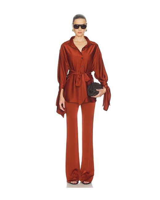 Atlein Red High Waist Bootcut Pants