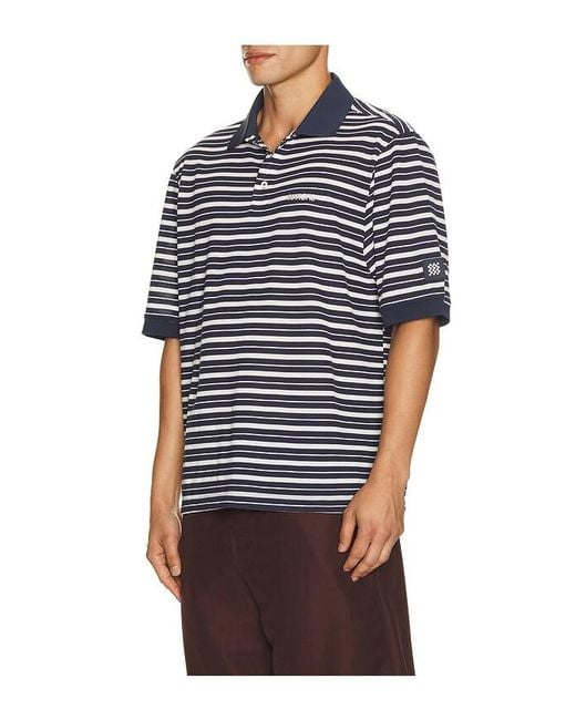 Manors Golf Blue Goat Pique Stripe Polo for men